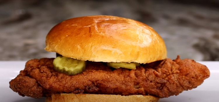 chicken sandwich with pickled cucumber