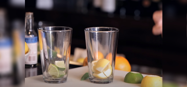 glasses with lime and lemon