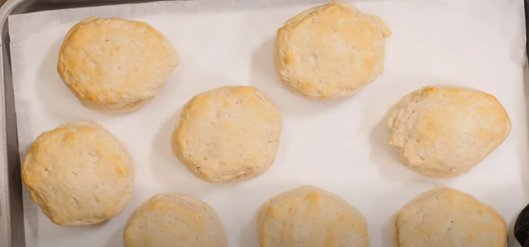 flaky biscuit in a baking pan