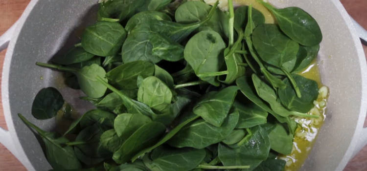 spinach on a pan