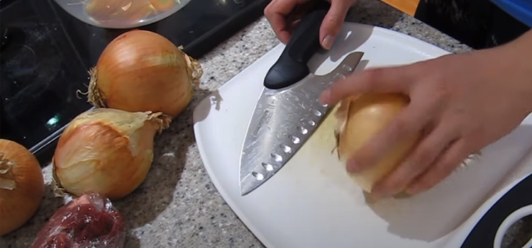 chopping yellow onion