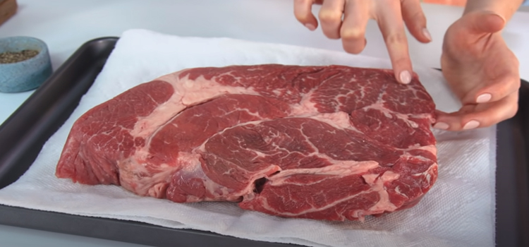 chuck roast on a tray