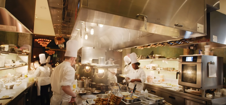 kitchen staff busy cooking