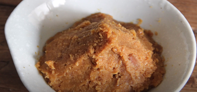 miso paste on a white bowl