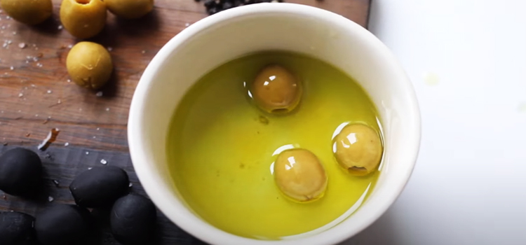 olive oil on a white bowl