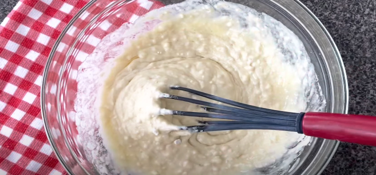 pancake mix on a glass bowl