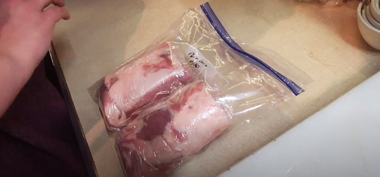 storing pork loin on a ziploc