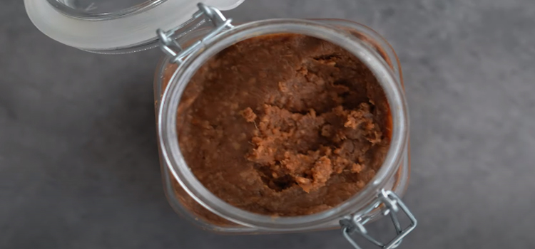 top view of miso paste on a jar