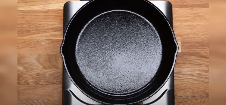 top view shot of cast iron pan