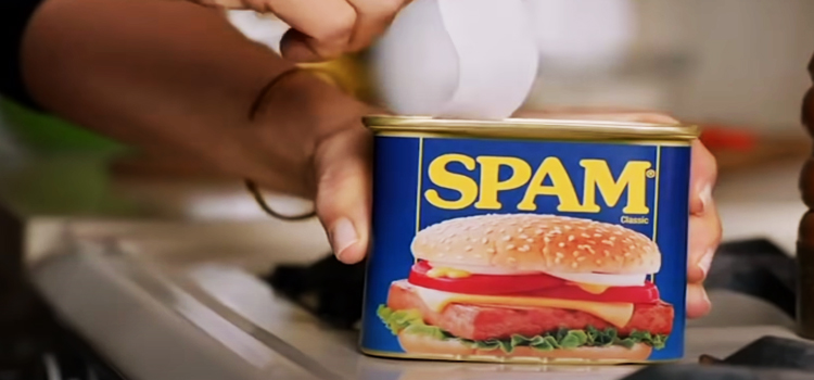 woman opening a can of spam