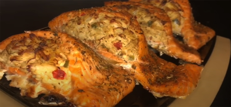 4 Pieces of Crab-Stuffed Salmon With Shrimp