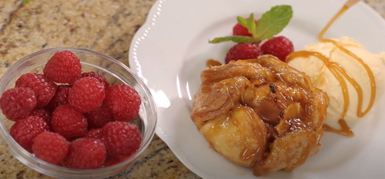 Apple Tart with ice cream and raspberry