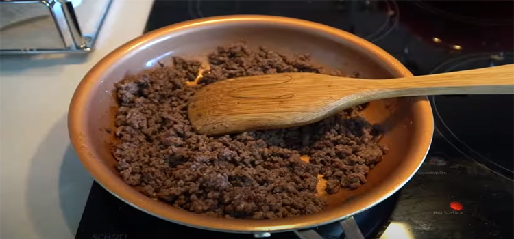 Cooking Ground Beef on a pan