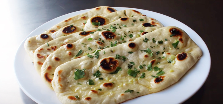 Garlic Flatbread on a white plate