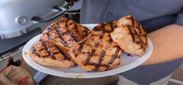 Grilled Pork Chops with Bourbon Butter Glaze