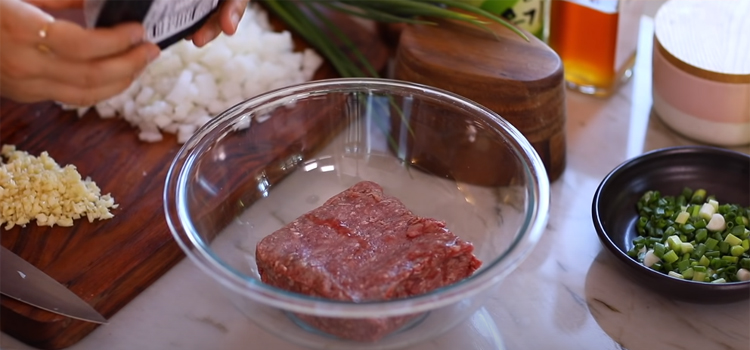 Ground Beef on a glass bowl