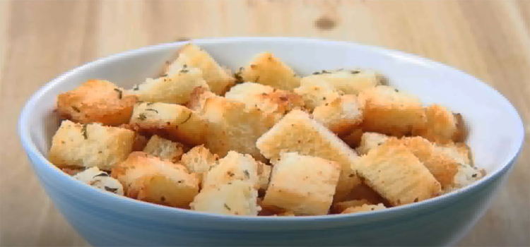 Homemade Croutons on a Bowl