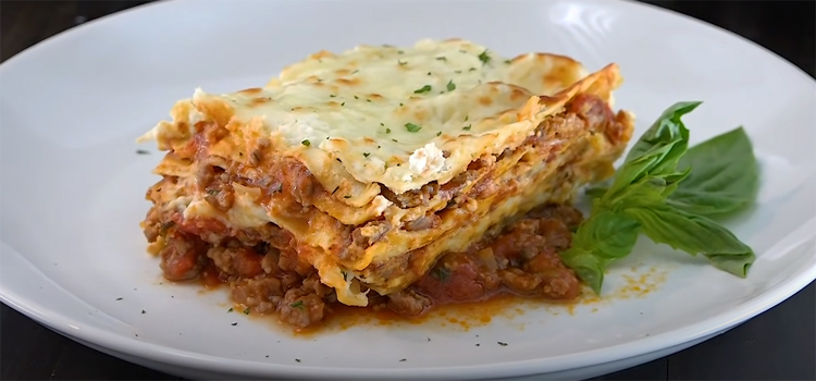 Lasagna on a white plate