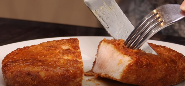 Slicing Homemade Shake 'N Bake Pork Chops