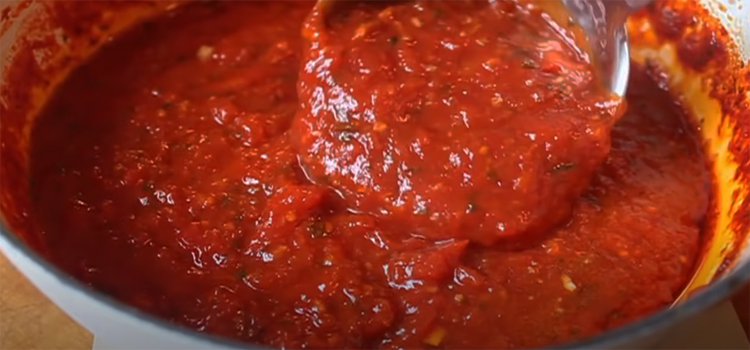 close up shot of a pizza sauce