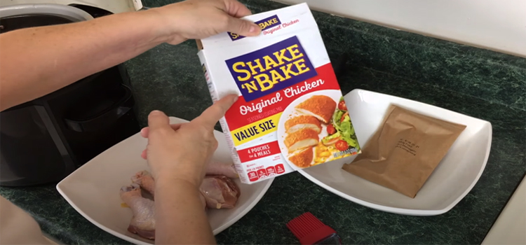 cooking baked chicken using Shake 'n Bake