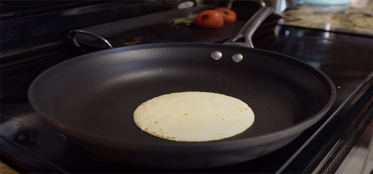 corn tortilla on a pan