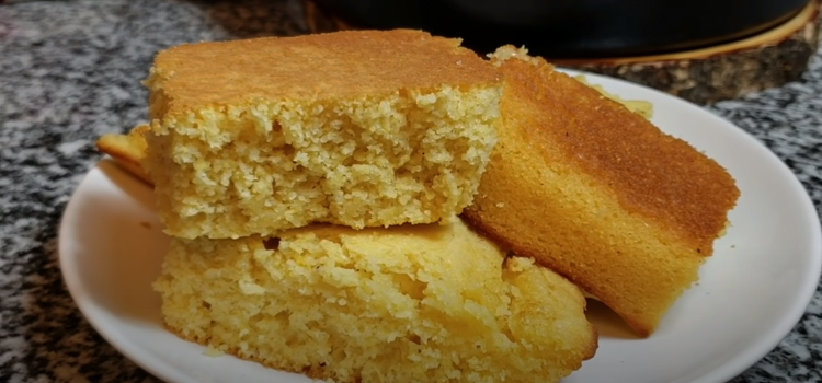 cornbread on a white plate