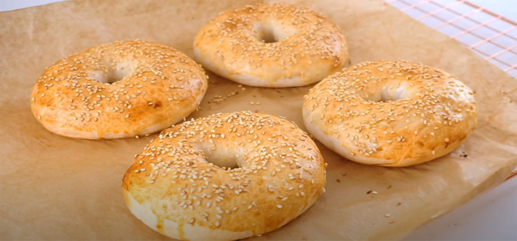 four pieces of bagels