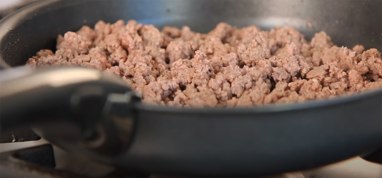 ground beef on a pan