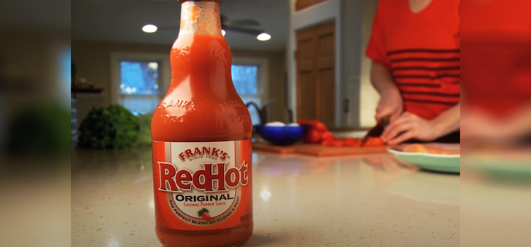 Frank's Red Hot Sauce Bottle on a Countertop