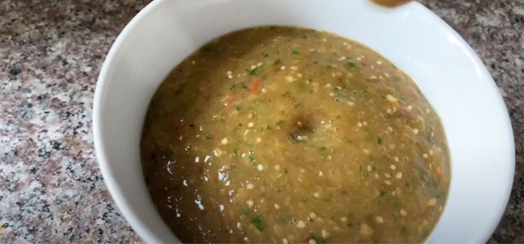 Tomatillo Green Chili Salsa on a Bowl