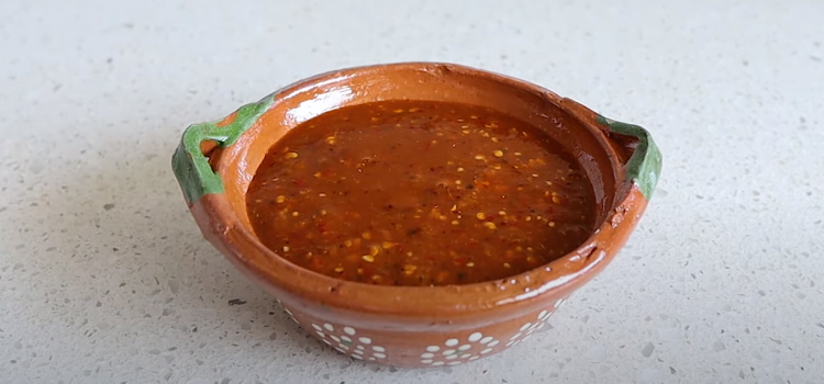 Tomatillo Red-Chili Salsa on a Bowl