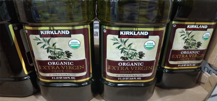Bottles of Kirkland Organic Extra Virgin Olive Oil