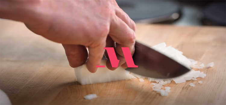 Hand Chopping Onion with Masterclass Logo