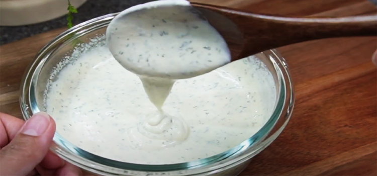 Ranch Sauce on a Glass Bowl