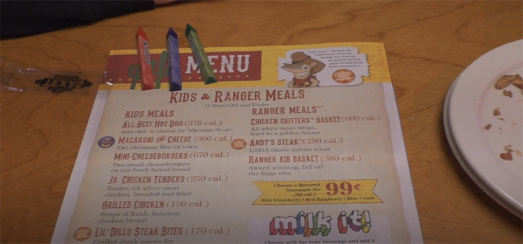 Texas Roadhouse Kids Menu on a table