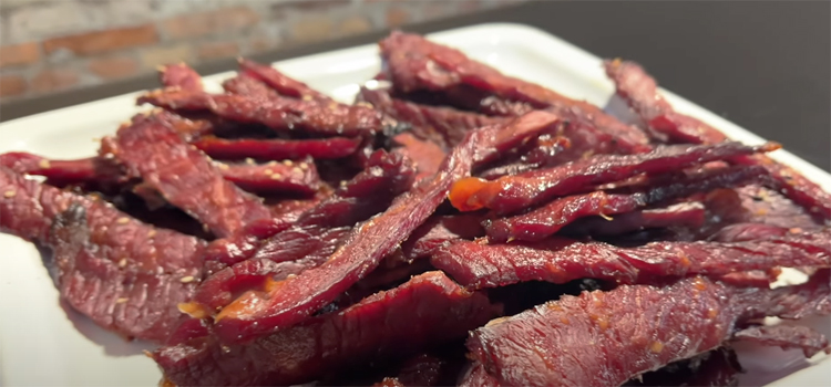 close up shot of beef jerky