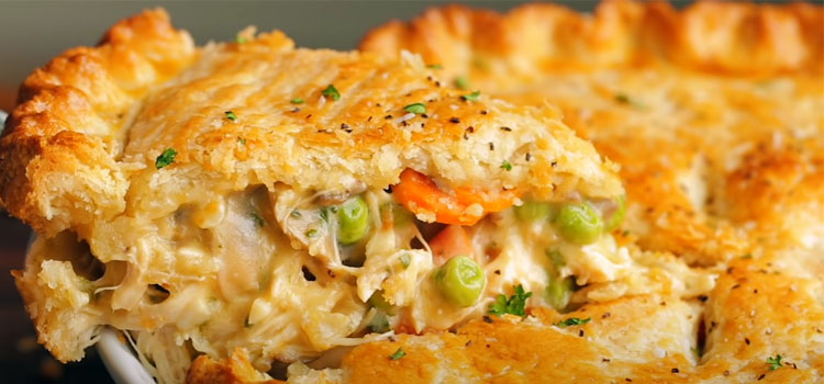 close up shot of homemade chicken pot pie