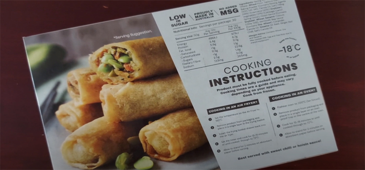 costco spring rolls on a Box