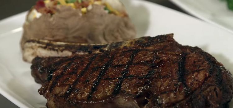 steak and stuffed mashed potato