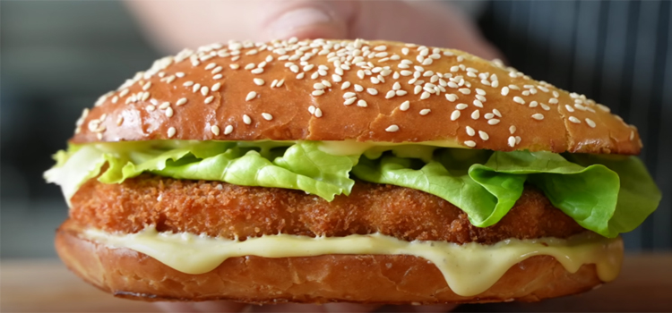 Close Up Shot of Burger King Original Chicken Sandwich