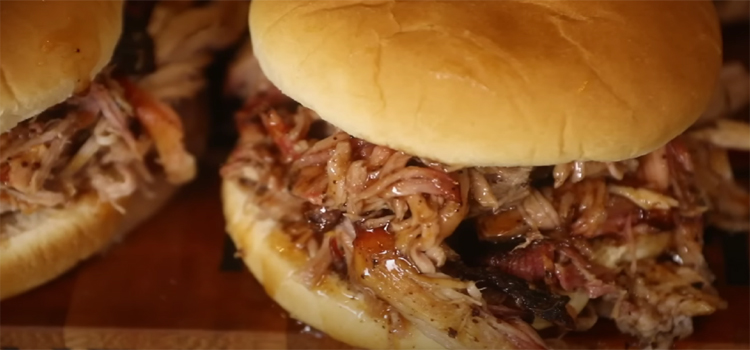 Close Up Shot of Texas Style Pulled Pork Sandwich