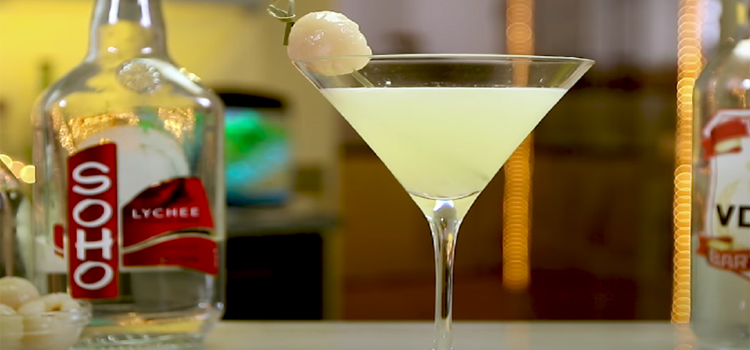 Glass of Lychee Martini Cocktail Drink