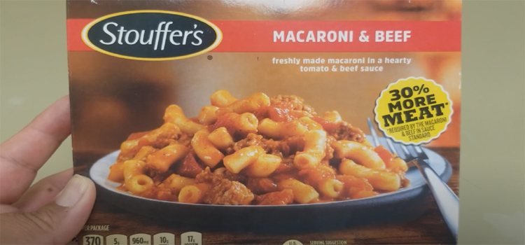 Hand Holding Box of  Stouffer's Macaroni & Beef