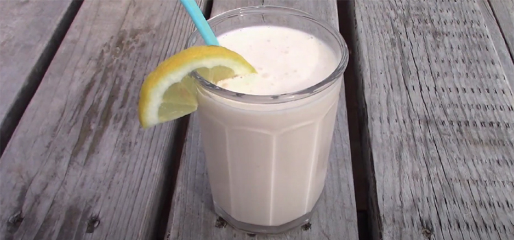 frosted lemonade on a wooden table