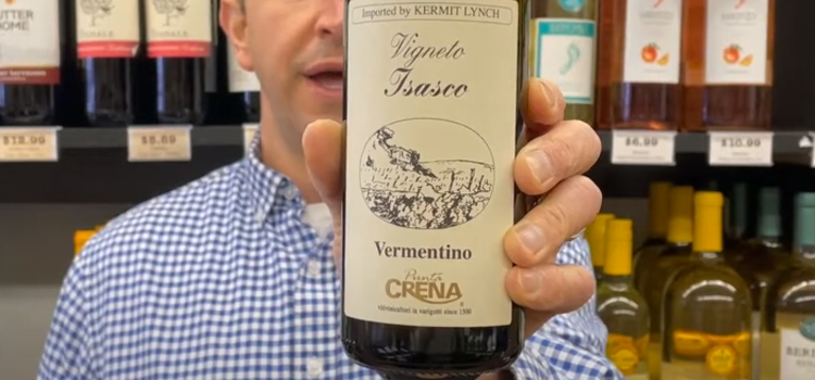 Man Holding Bottle of Punta Crena Vigneto Isasco Vermentino