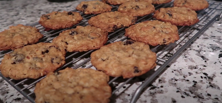 Oatmeal Raisin Cookies on a Wire Rack