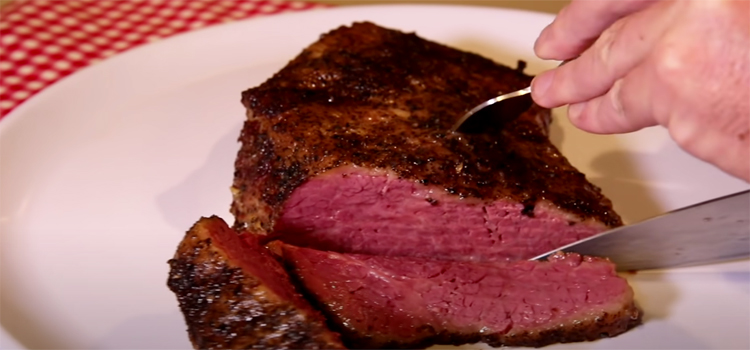 Slicing Corned Beef on a Plate