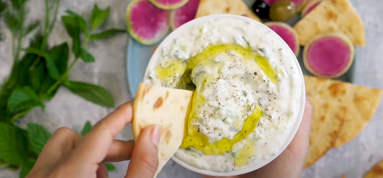 Tzatziki Sauce on a Glass Bowl