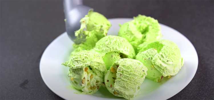 pistachio ice cream on a plate